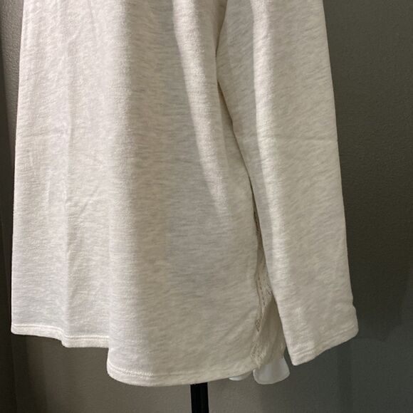 Westport Knit Long Sleeve Top Lace back Detail Oatmeal Heather Color - Picture 3 of 10